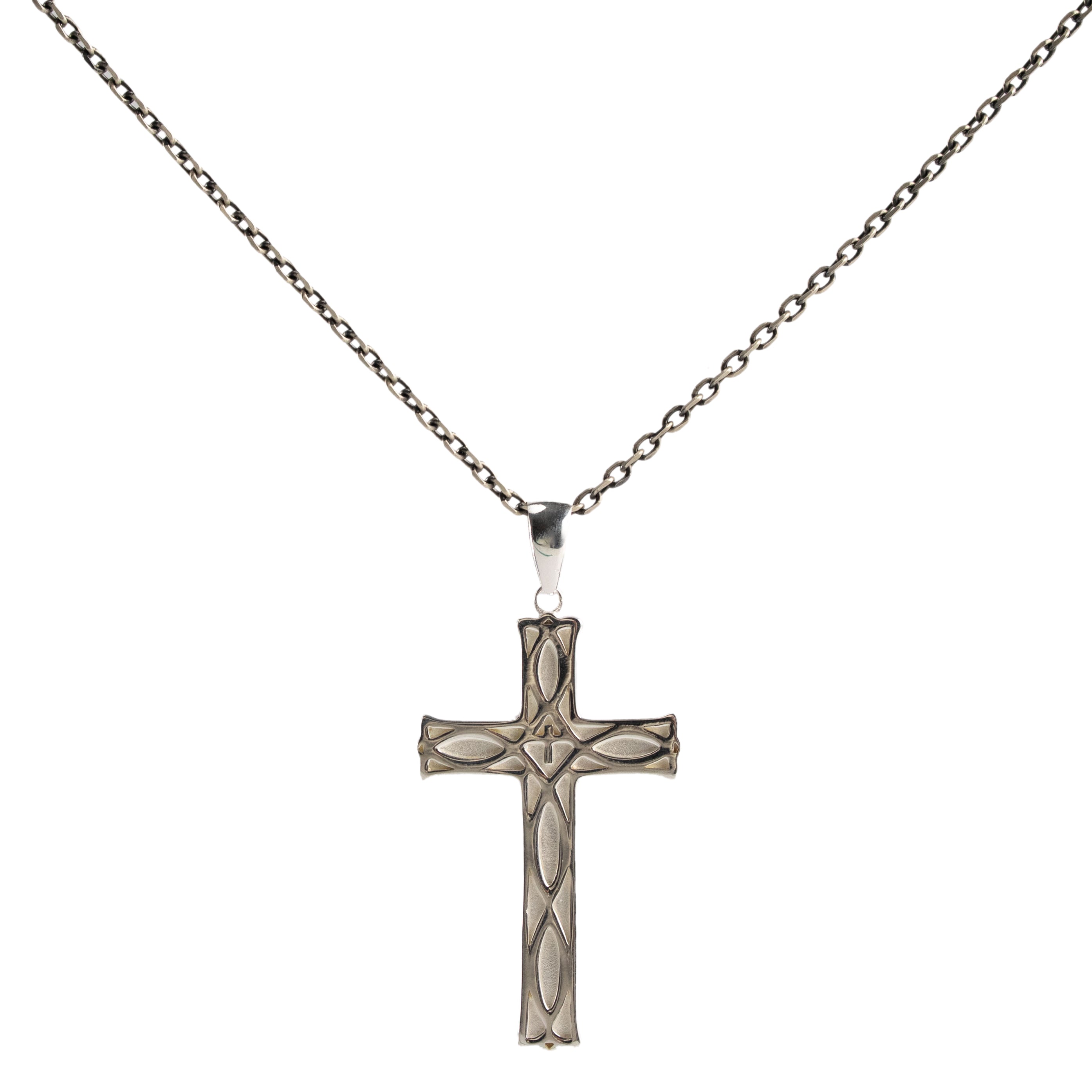 Serrated Cross Pendant Necklace