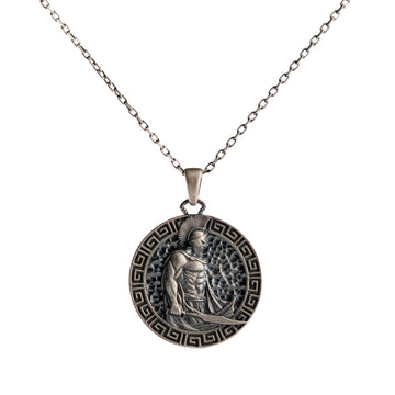 Sculpted Ancient Warrior Helmet Motif Necklace