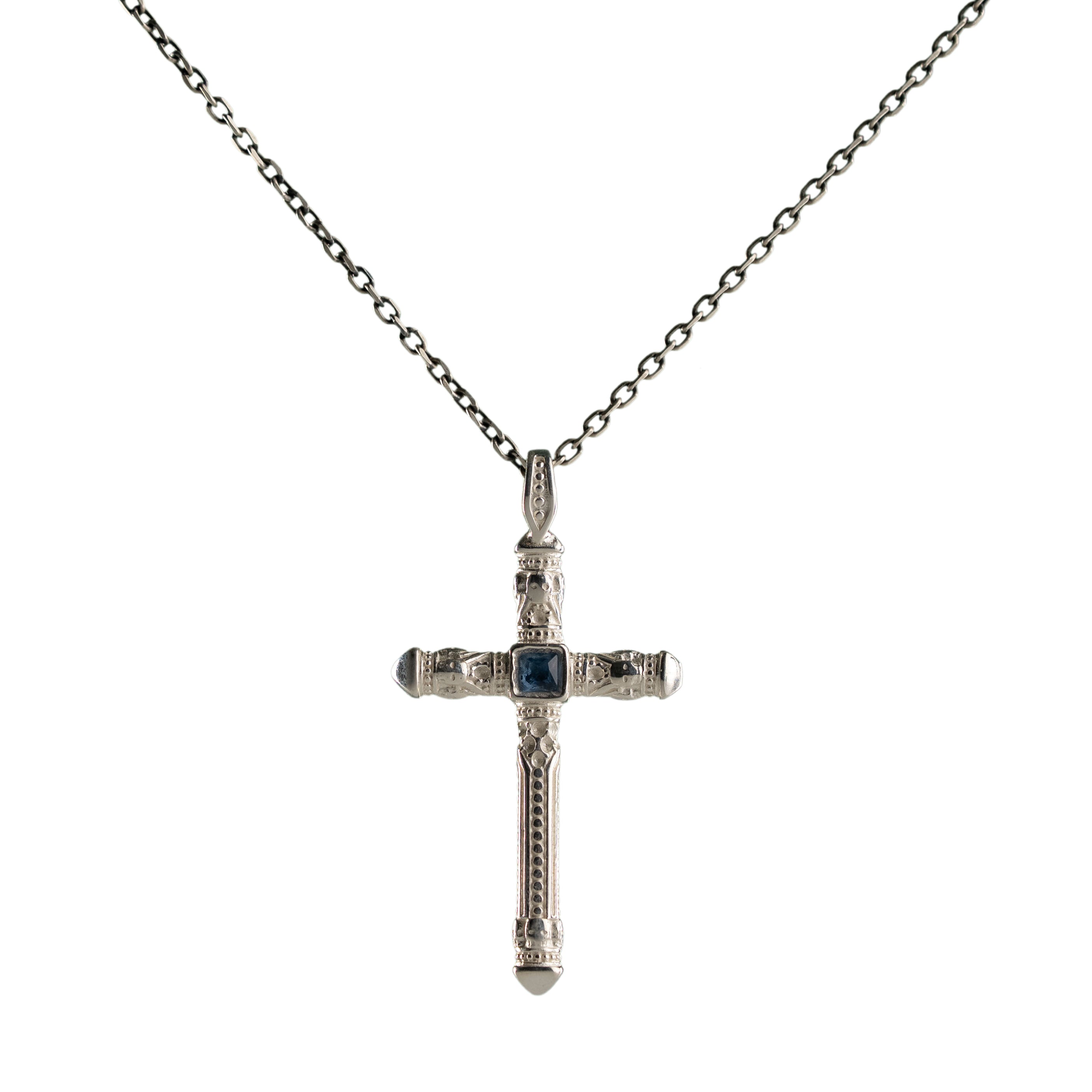 Blue Stone Cross Necklace