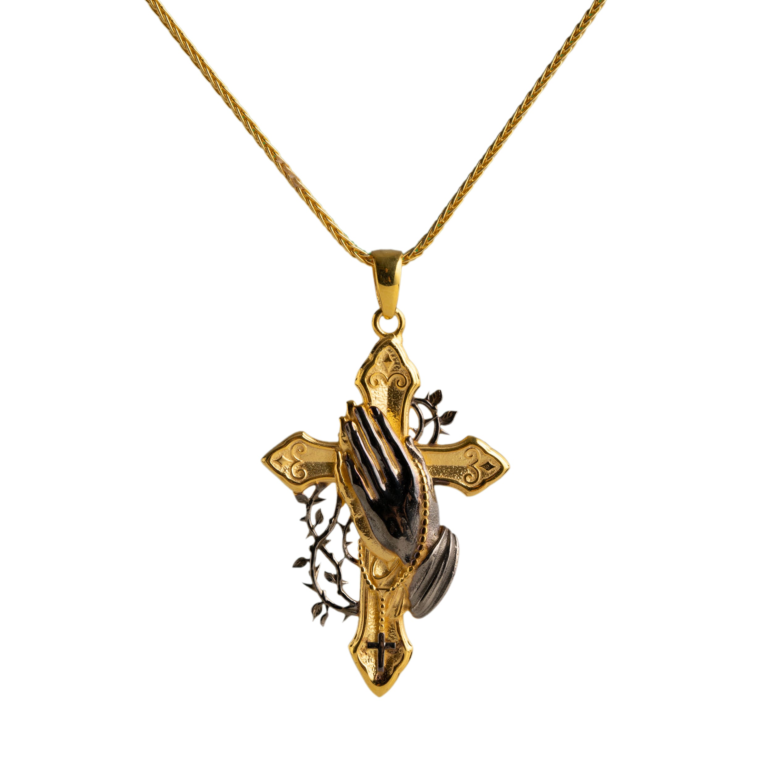Unified Hands Geometric Cruciform Necklace
