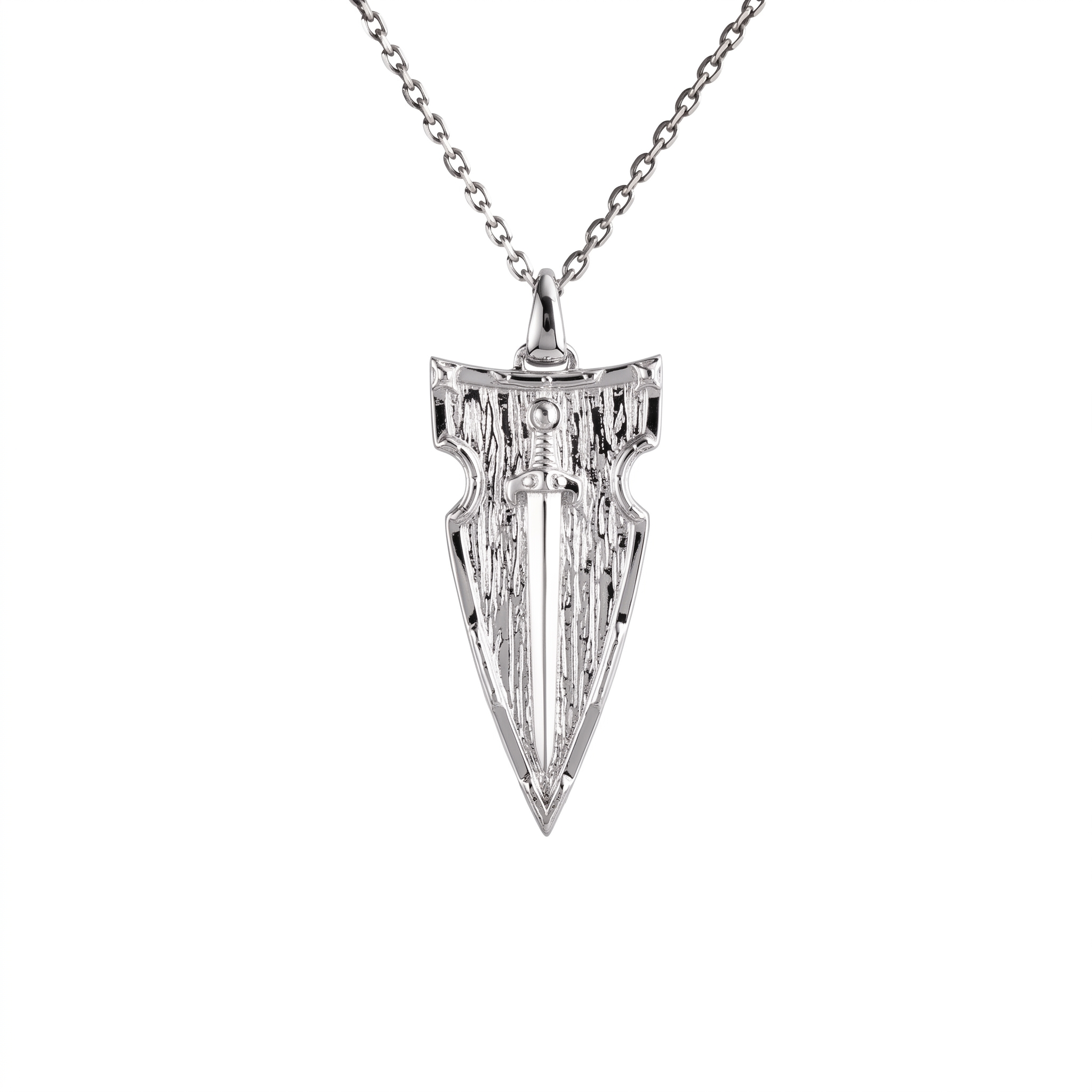 Onyx Detailed Sword Shield Warrior Necklace
