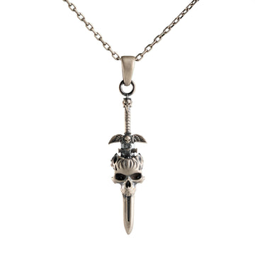 Sculpted Skull and Linear Tapered Motif Necklace