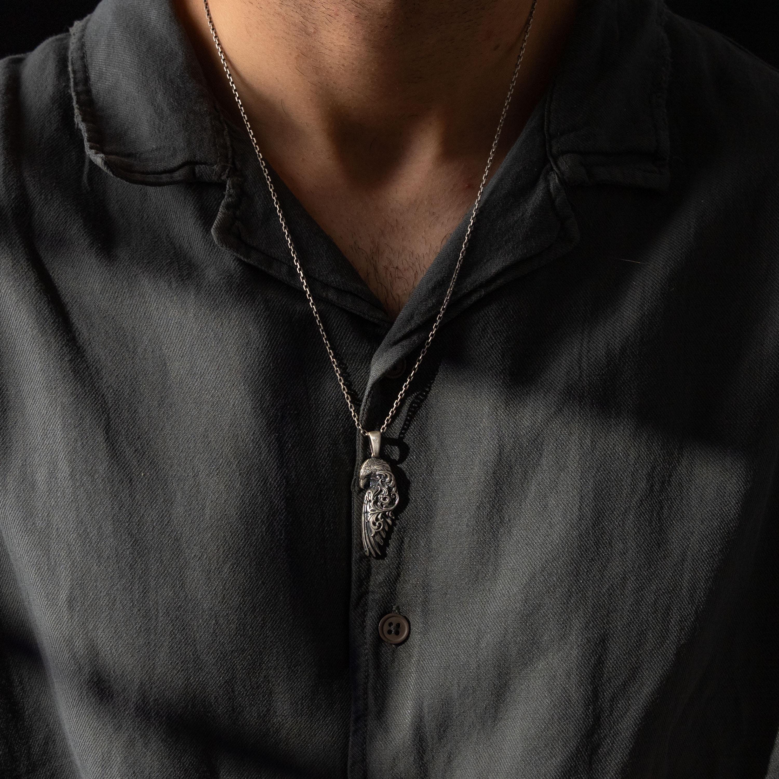 Huginn and Muninn Raven Relief Necklace