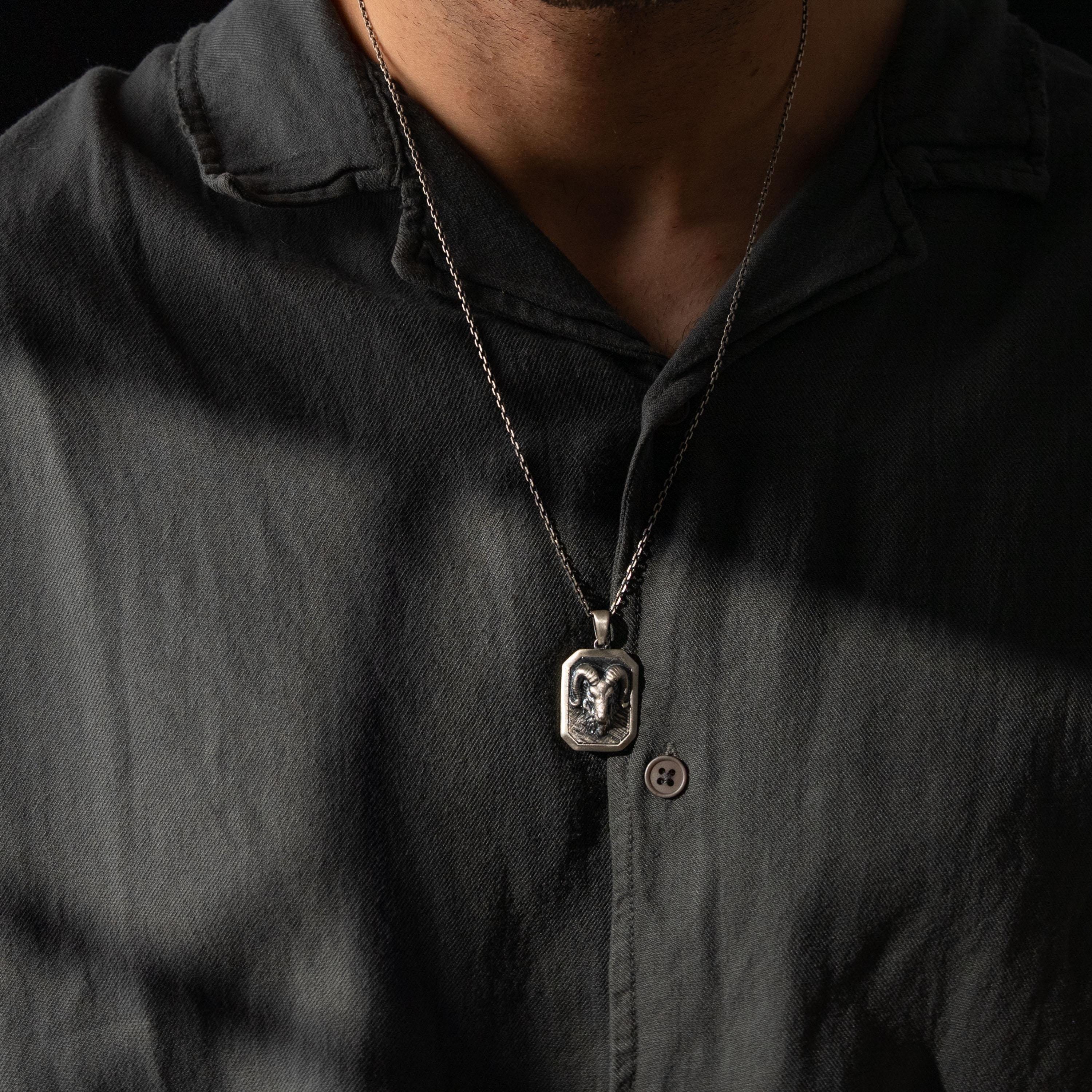 Detailed Ram Skull Necklace