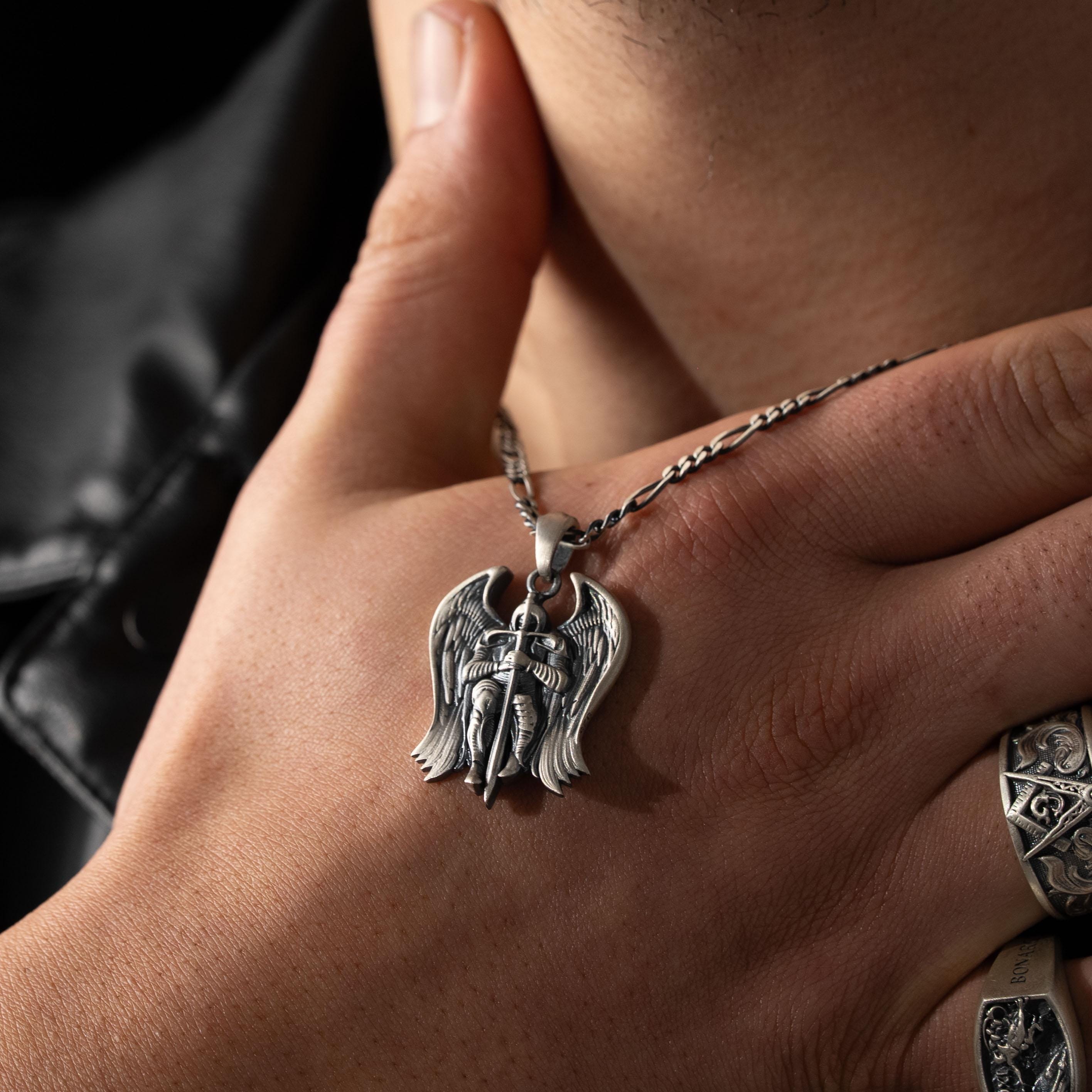 Archangel Michael Relief Motif Necklace – Cilveras