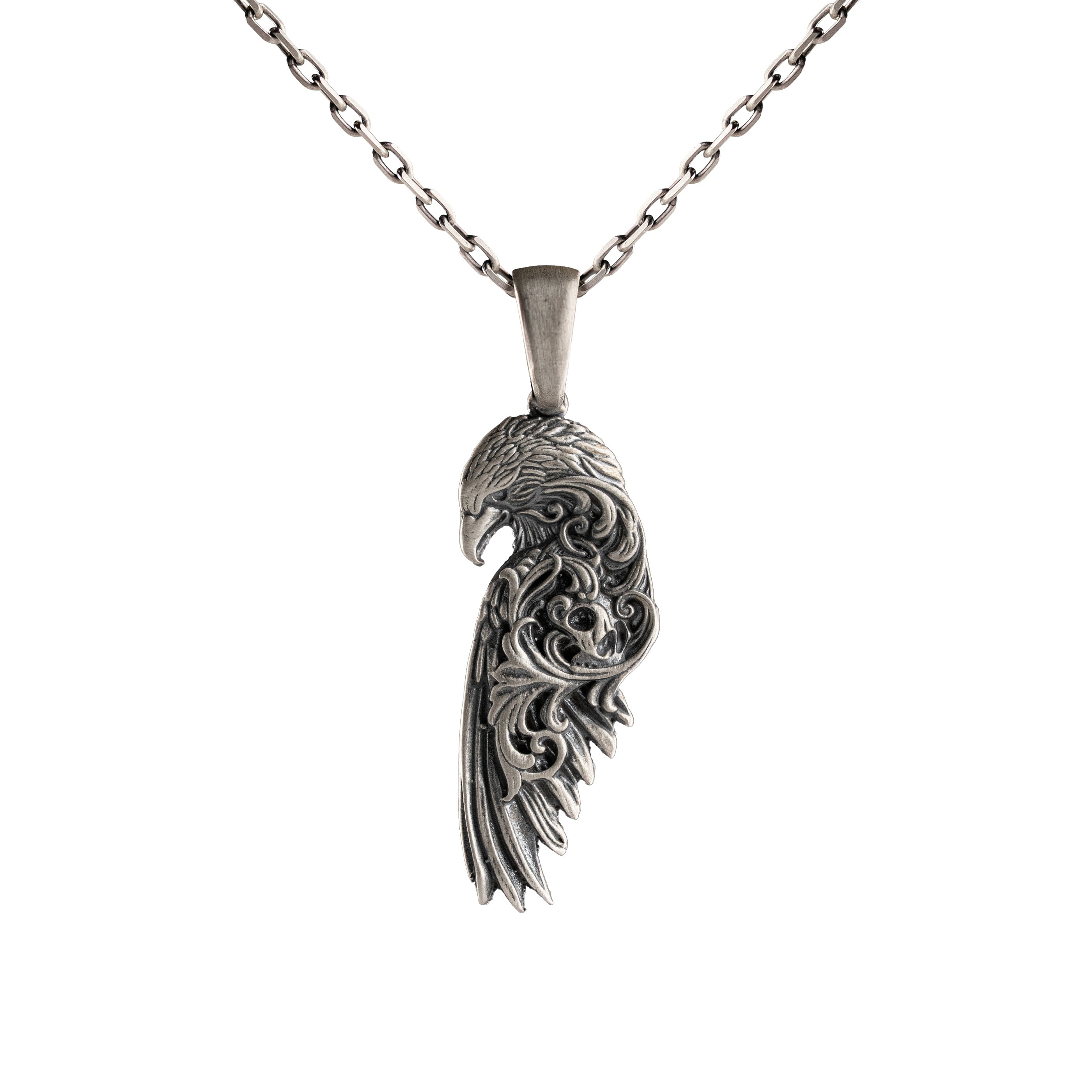 Huginn and Muninn Raven Relief Necklace