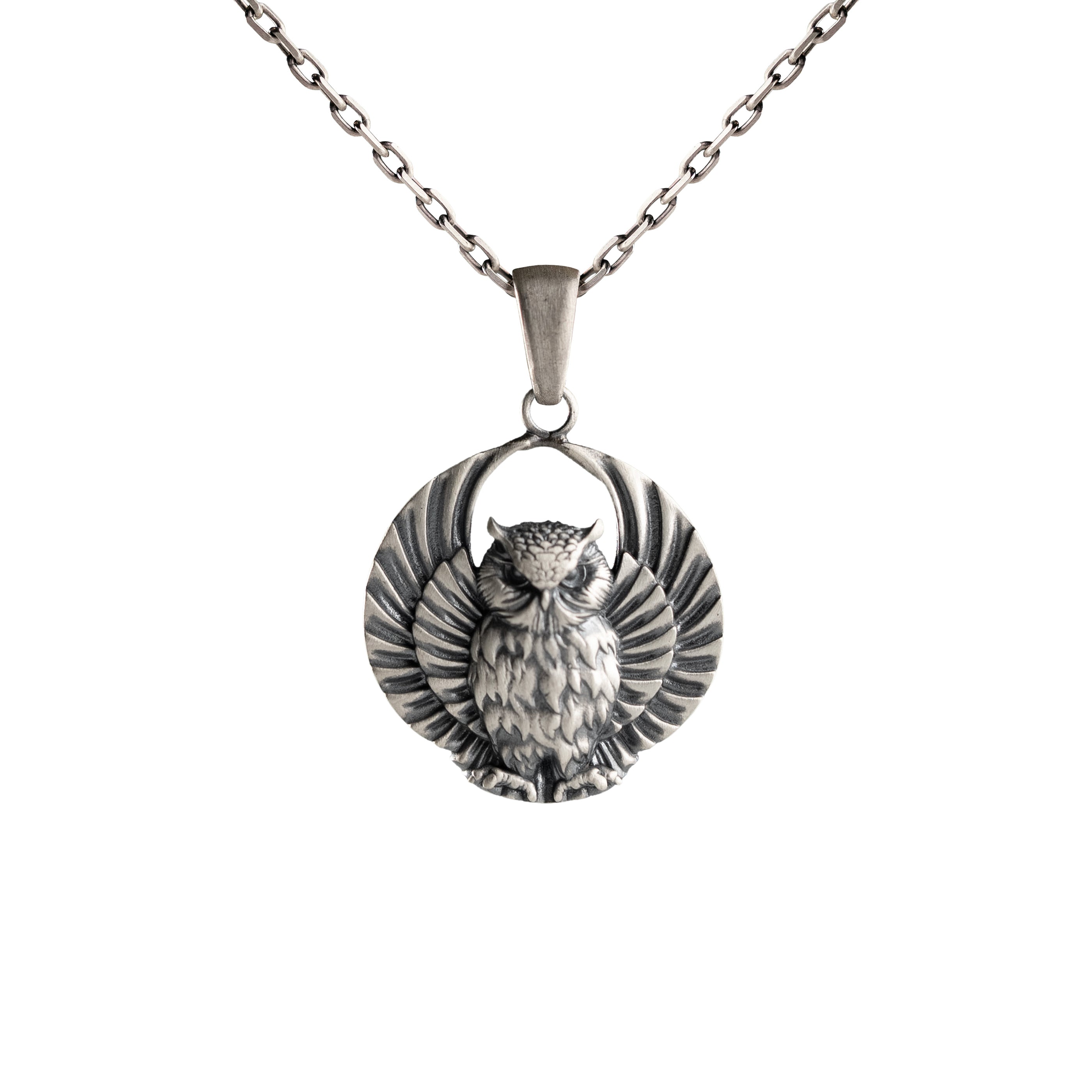 Athena Owl Relief Motif Necklace