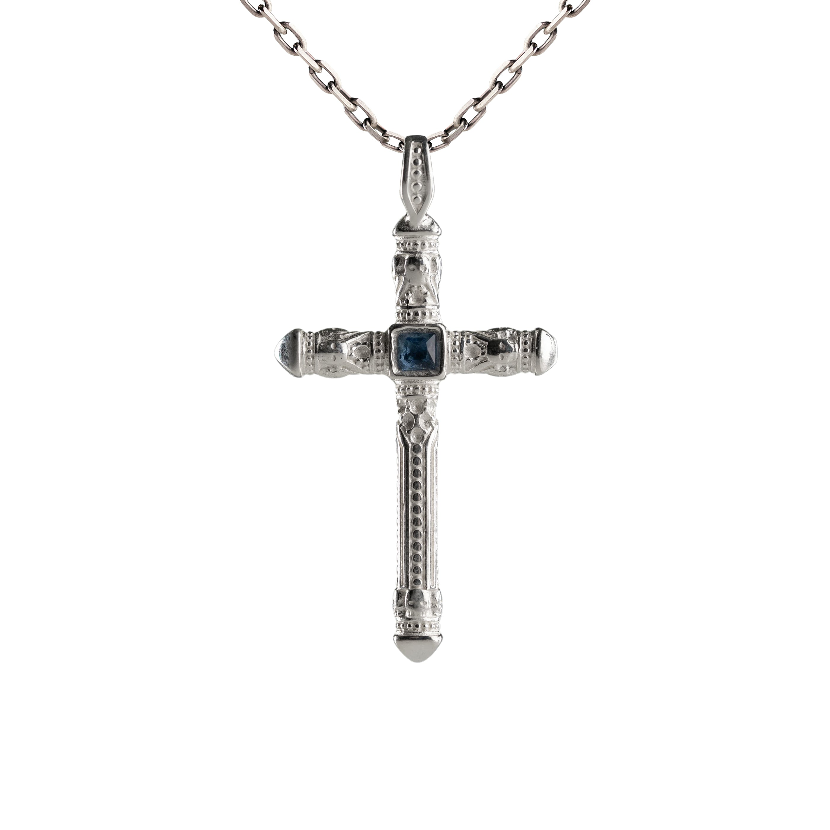 Blue Stone Cross Necklace