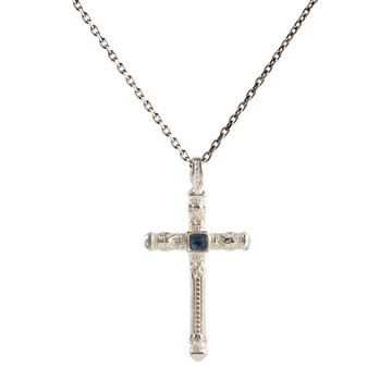 Sapphire Cross Pendant Necklace