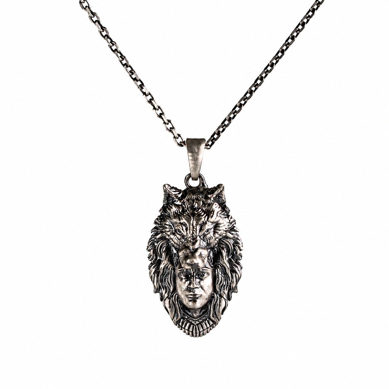 Wolf Headdress Warrior Shaman Necklace
