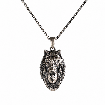 Wolf Headdress Warrior Shaman Necklace