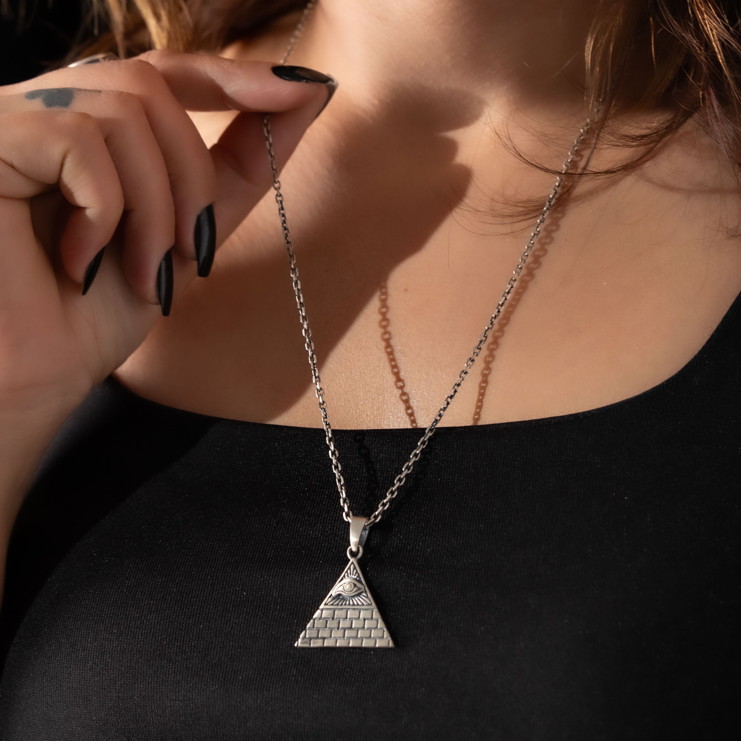 All-Seeing Eye Pyramid Relief Necklace