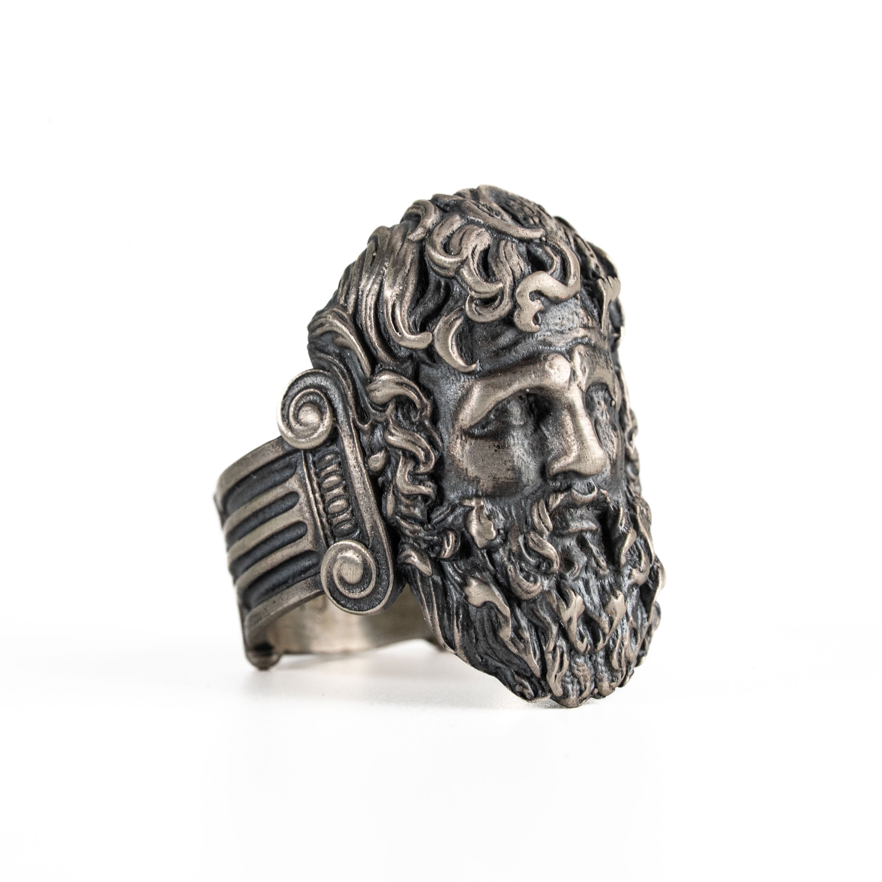 Sculpted Ancient Deity Motif Signet Ring