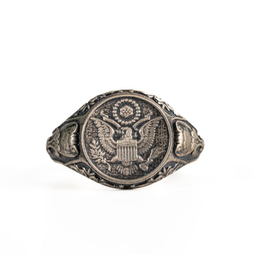 American Coat of Arms Eagle Crest Signet Ring
