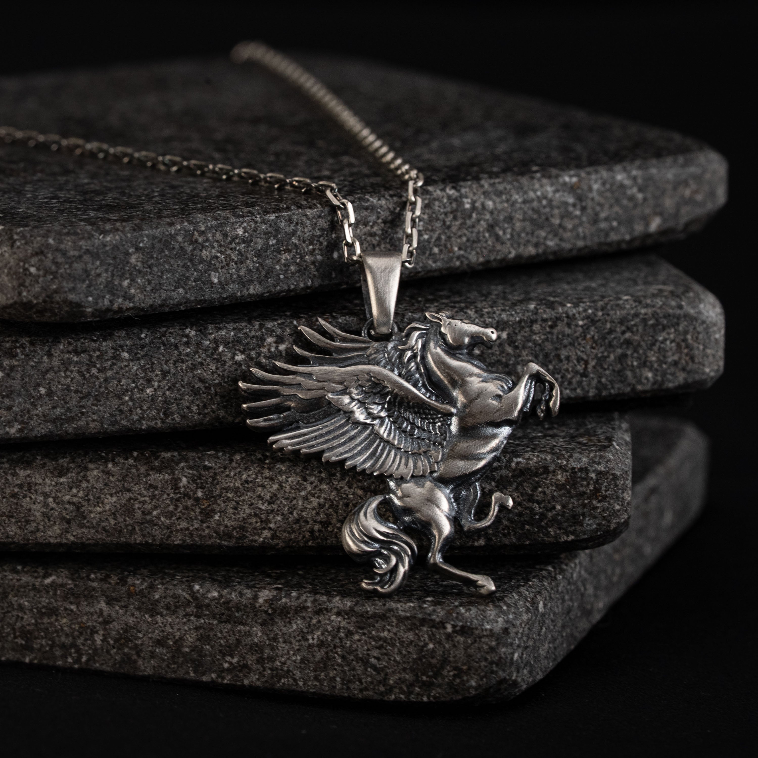 Sculpted Pegasus Winged Horse Necklace