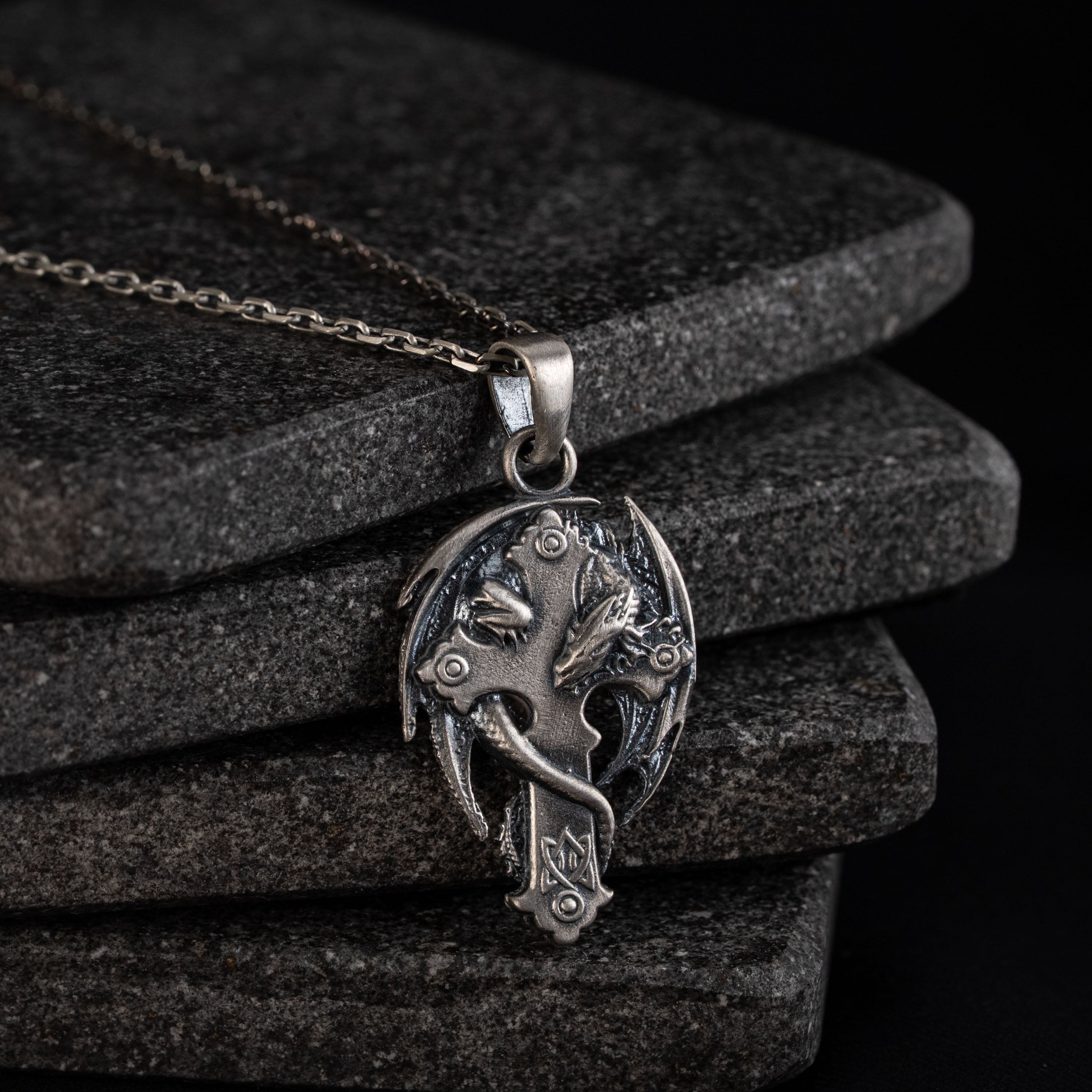 Dragon Motif Geometric Necklace