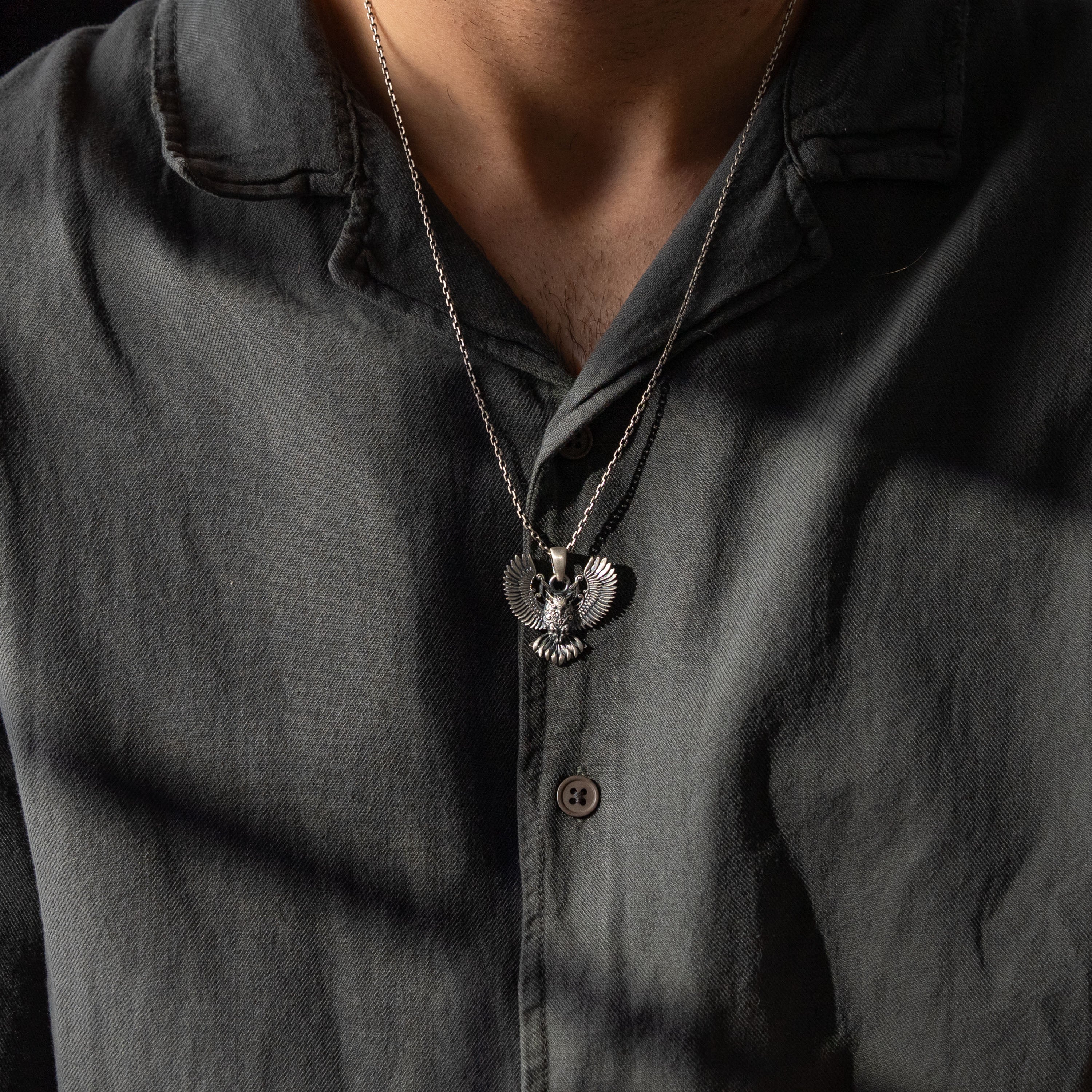 Sculpted Winged Owl Necklace