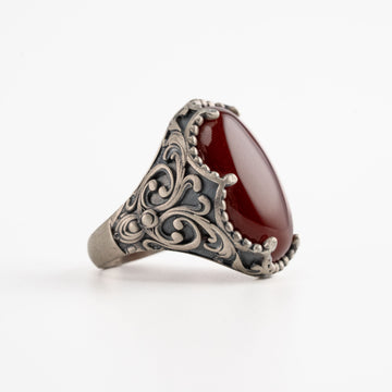 Carnelian Relief Motif Signet Ring
