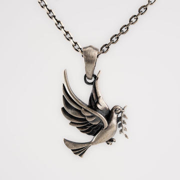 Detailed Avian Olive Branch Motif Necklace