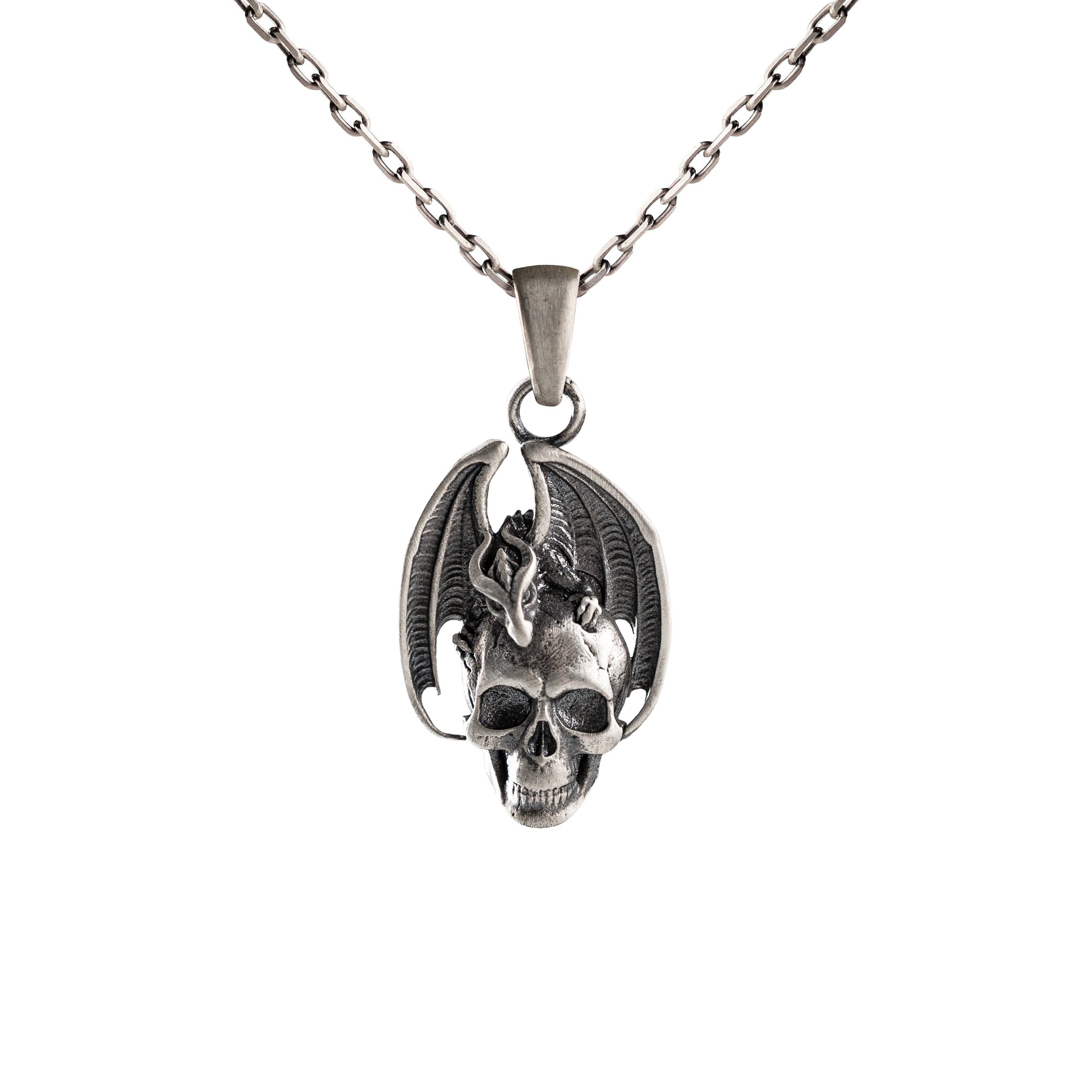 Dragon and Skull Relief Motif Necklace