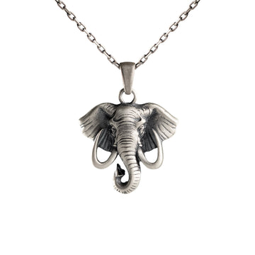 Textured Elephant Head Profile Necklace