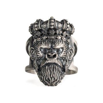 Sculpted Gorilla Head Figurative Ring