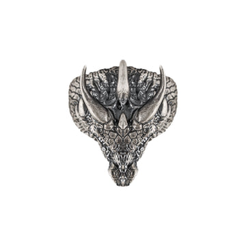 Gothic Dragon Head Relief Motif Ring