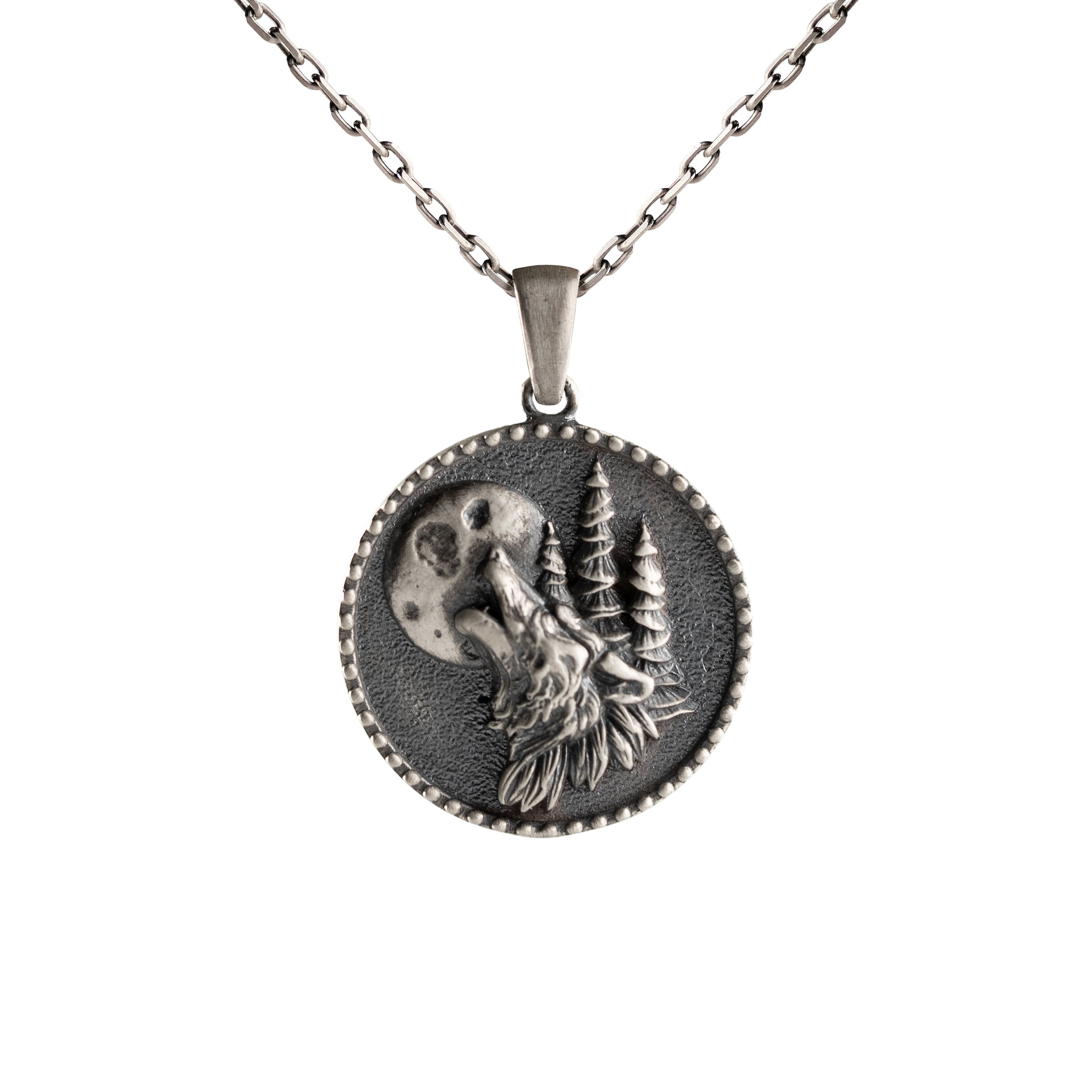 Orbed Full Moon Lupine Relief Necklace