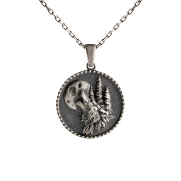 Orbed Full Moon Lupine Relief Necklace