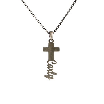 Custom Script Name Cross Pendant