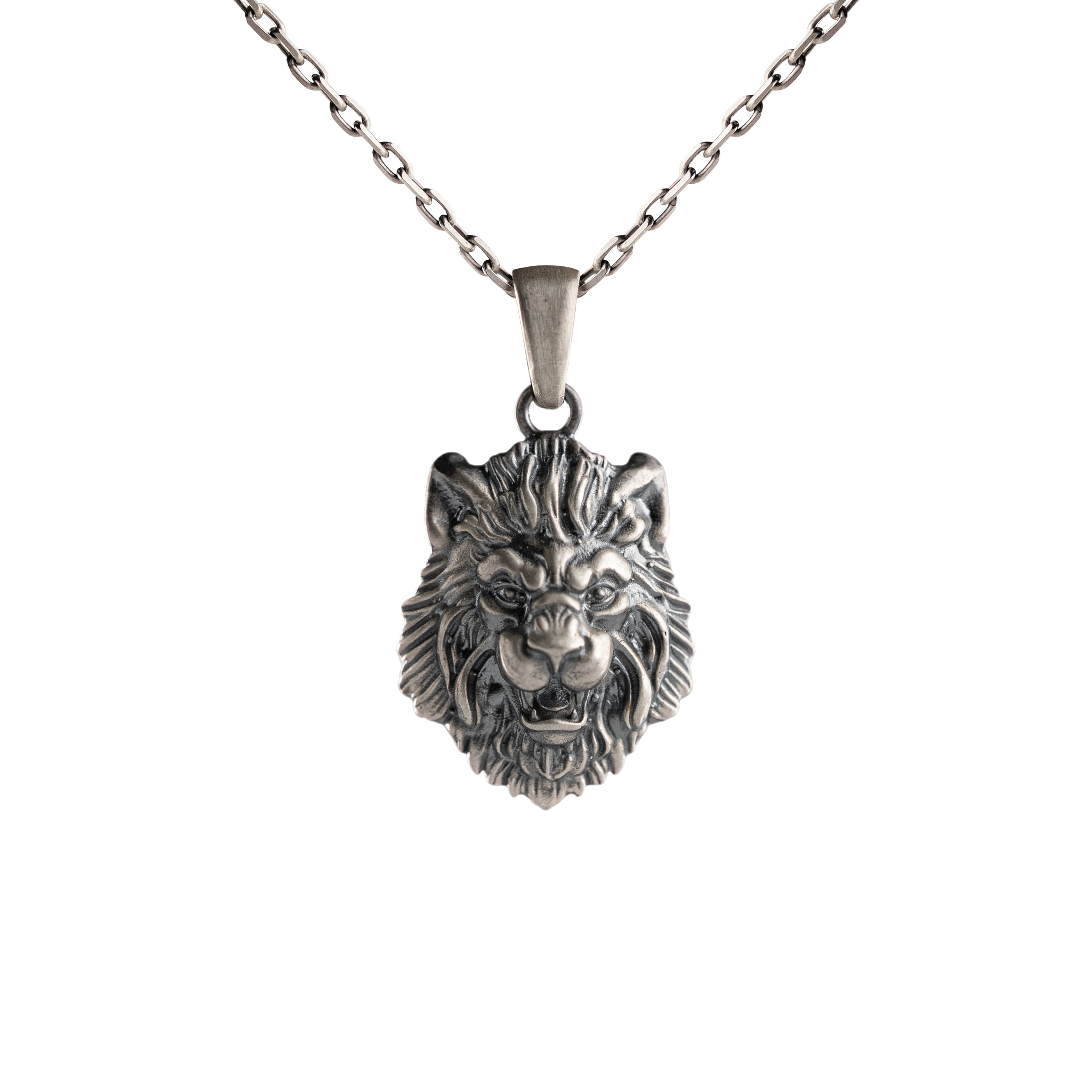 Sculpted Lion Head Figurative Necklace