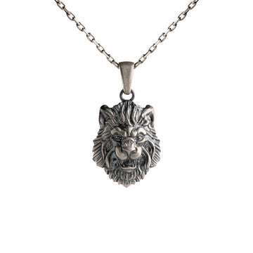 Sculpted Lion Head Figurative Necklace
