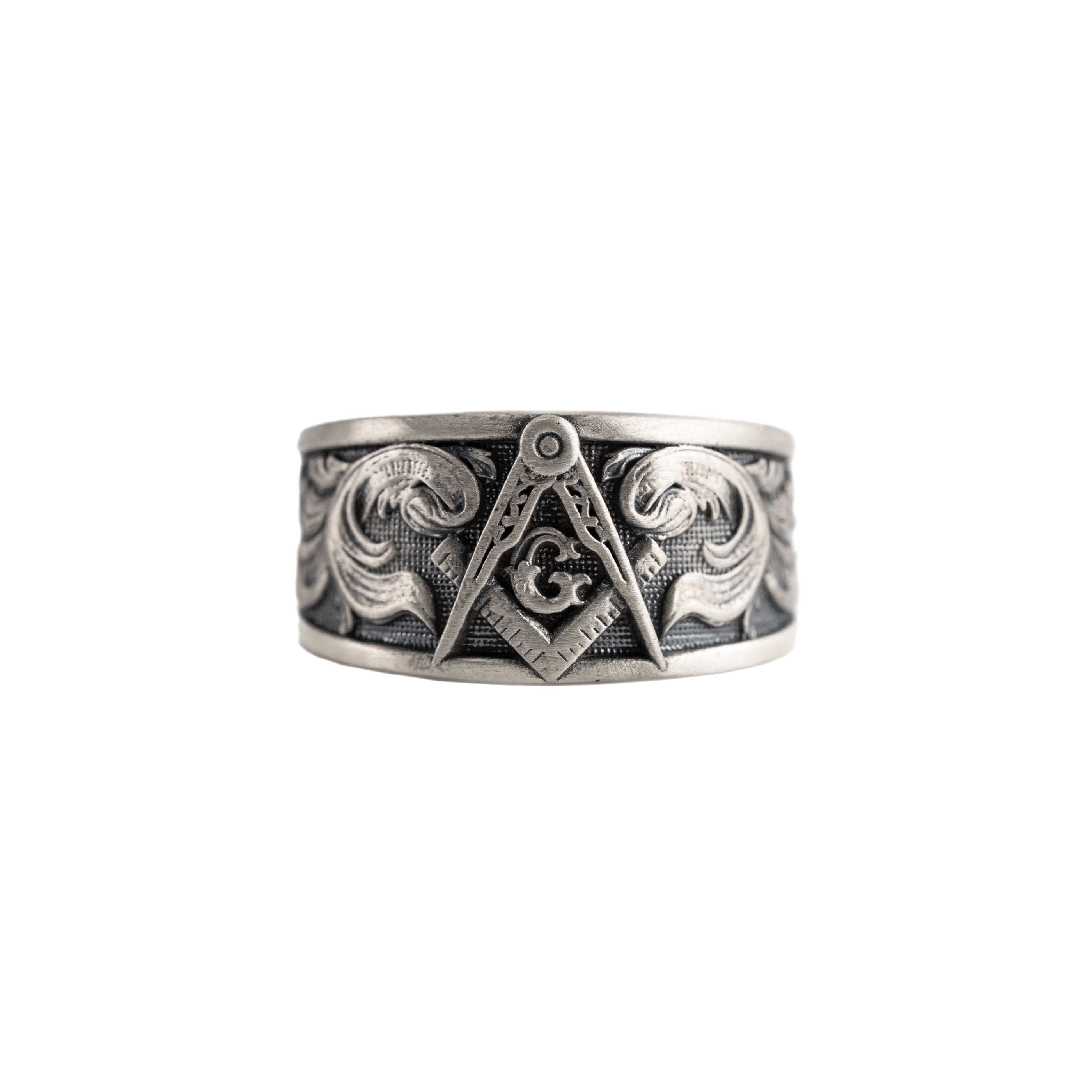 Masonic Relief Motif Band Ring