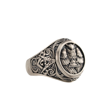Masonic All-Seeing Eye Athena Owl Ring