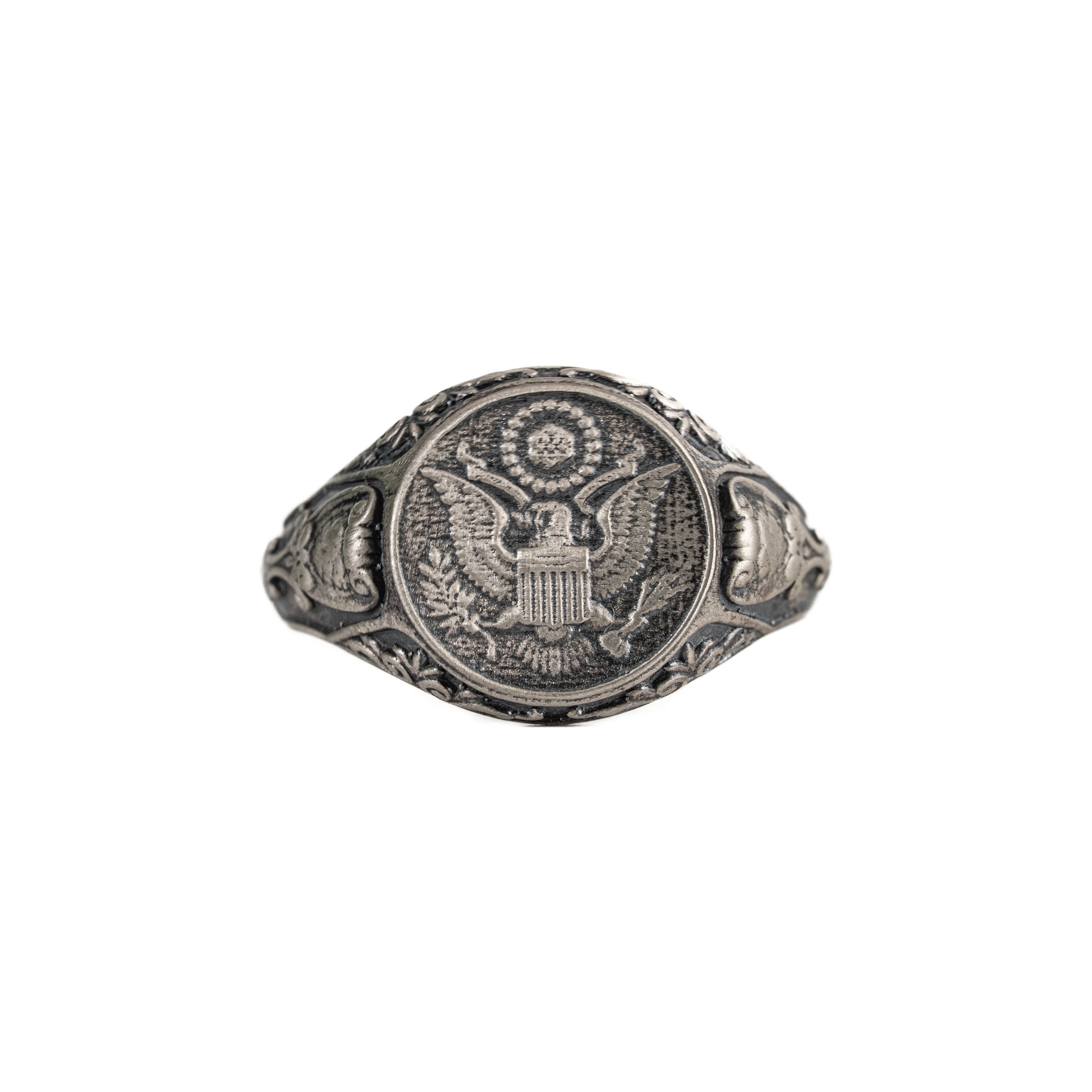 American Coat of Arms Eagle Crest Signet Ring
