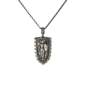 Saint Michael Archangel Riveted Shield Necklace