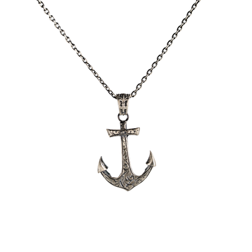 Ornate Antique Baroque Anchor Pendant Necklace