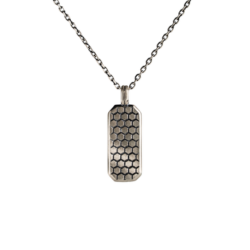 Custom Engraved Honeycomb Geometric Tag Necklace