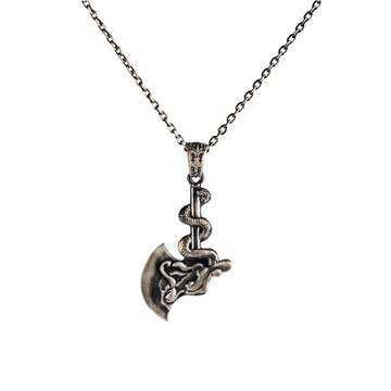 Viking Norse Serpent Axe Pendant Necklace