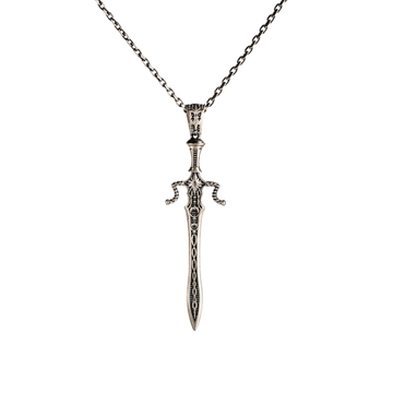 Medieval-Style Ornate Sword Pendant Necklace