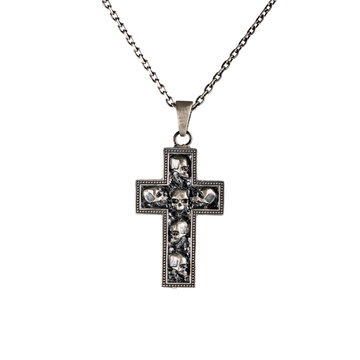 Memento Mori Six Skull Cross Necklace