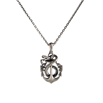 Nautical Anchor Serpent Coiled Necklace