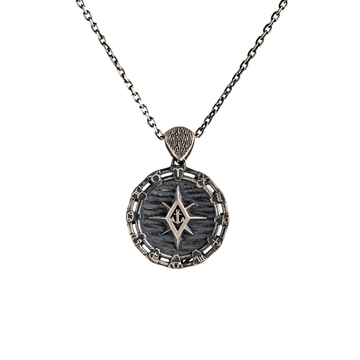 Zodiac Rim Compass Anchor Medallion Necklace
