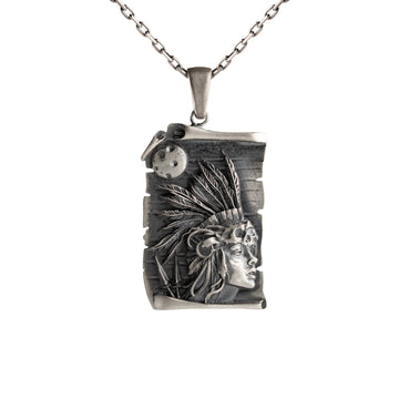 Native American Female Warrior Relief Necklace