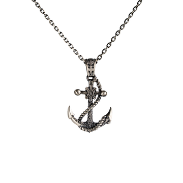 Nautical Anchor Wheel Cross Necklace