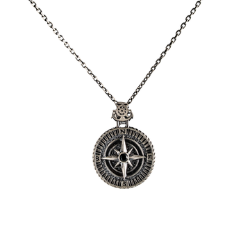 Reversible Onyx Nautical Compass Necklace