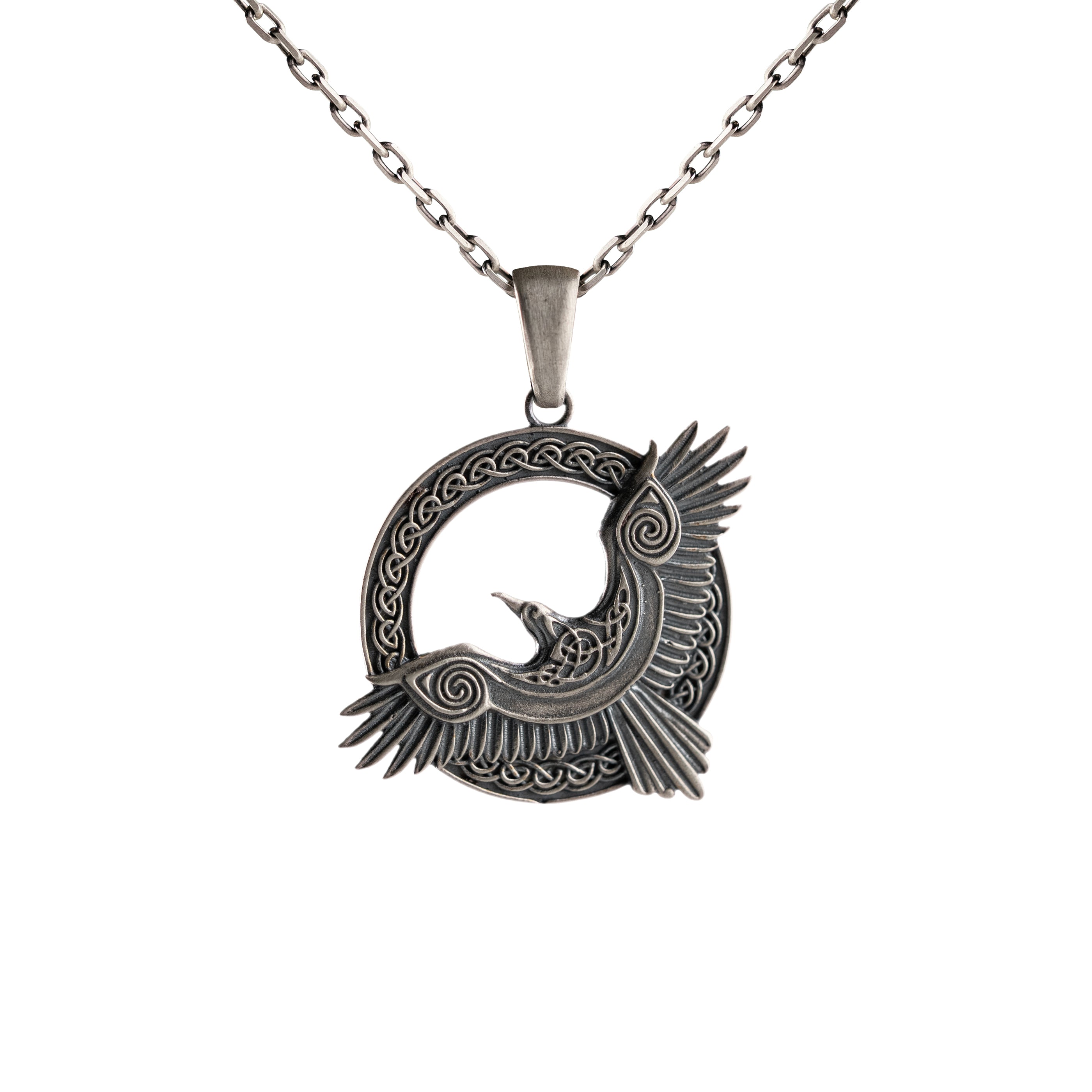 Odin’s Raven Relief Motif Necklace