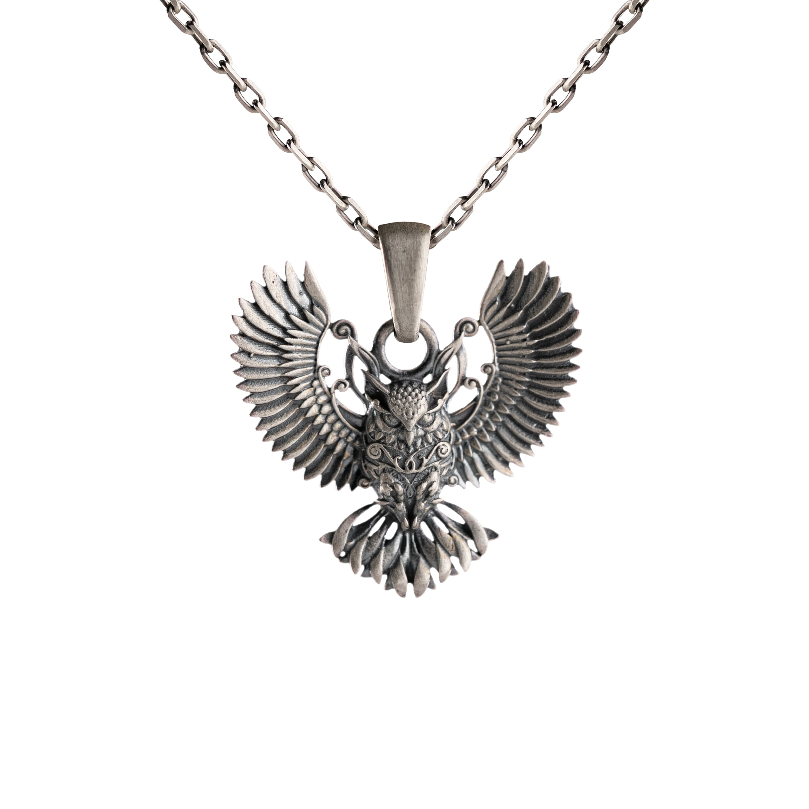 Sculpted Winged Owl Necklace