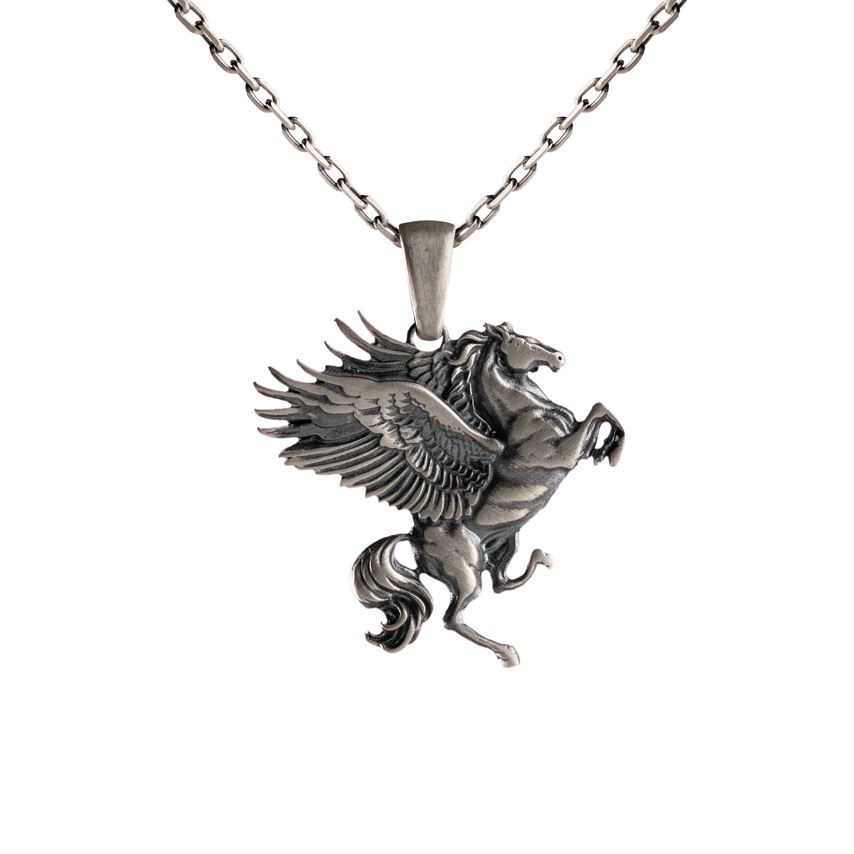 Sculpted Pegasus Winged Horse Necklace