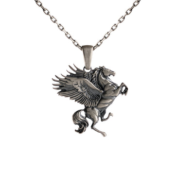 Sculpted Pegasus Winged Horse Necklace